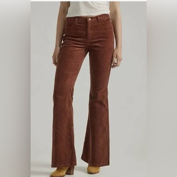 Wrangler high rise fierce‎ flare brown corduroy jeans size 10x34 new - Picture 1 of 4